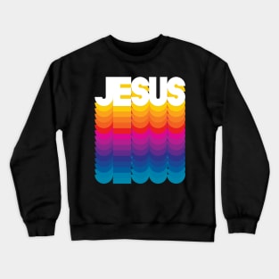 Retro Jesus Proud Name Personalized Gift Rainbow Style Crewneck Sweatshirt